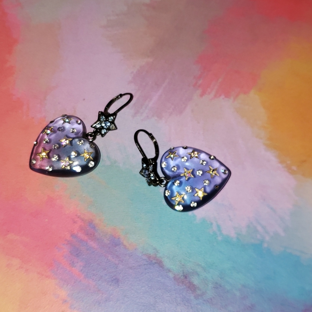 Betsey Johnson Blue Heart Earrings